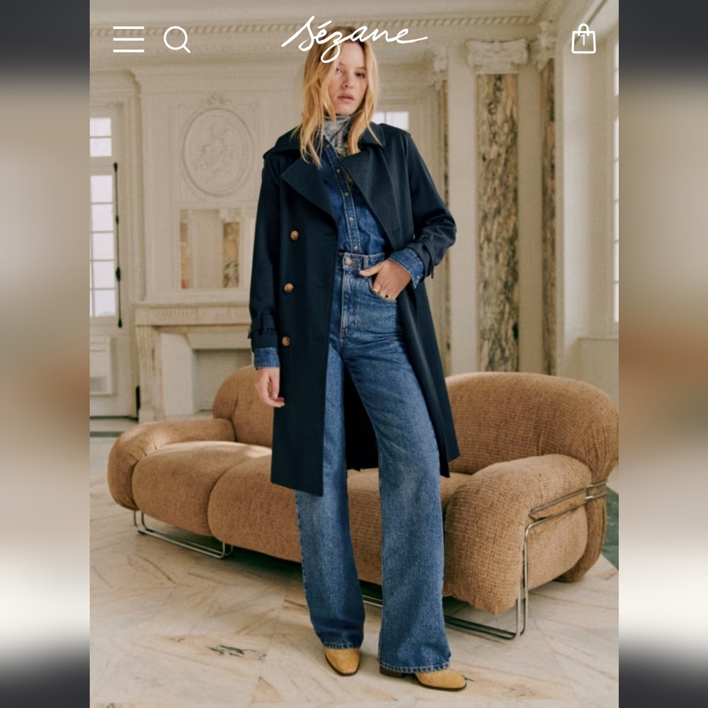 *New Sezane Scott Trench Coat in Navy - Small